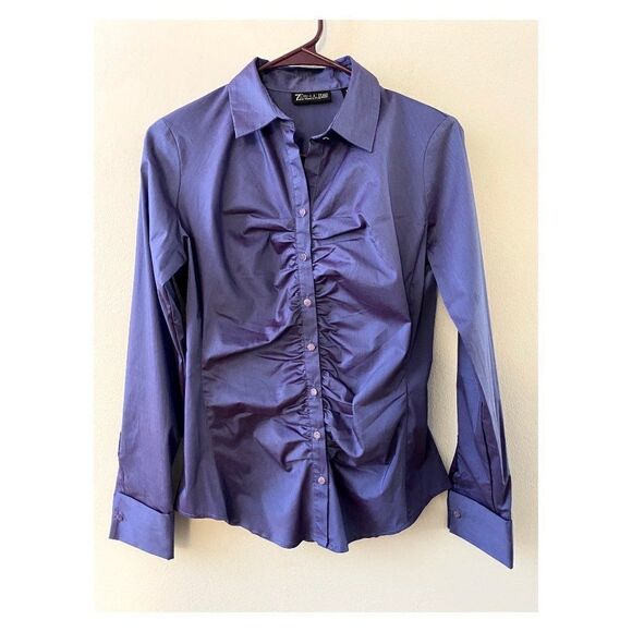 7th Ave Design Button Down Shirred Dress Shirt XS - Picture 1 of 6